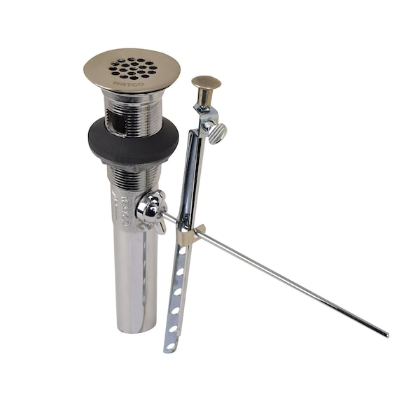 Watco 1-1/4 in. x 8-1/2 in. Cast Brass IdealLav Lavatory Dra, and Plastic Grid Strain, Brushed Nickel 815-P-BN - main